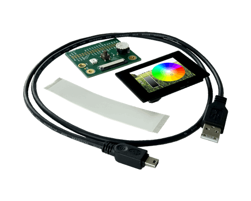 Demoboard EA DEMOPACK-RGBANA with EA uniTFTs028-ATC: Analog Input + RGB LED