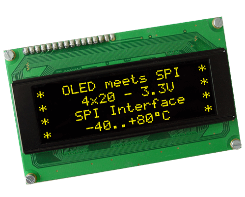 2x40 OLED Character Display with 4/8bit and SPI