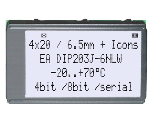 4x20 DIP Character Display EA DIP203J-6NLW