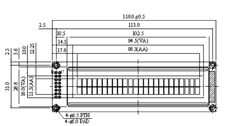 2x24 Character Display MC22405B6W1-BNMLW