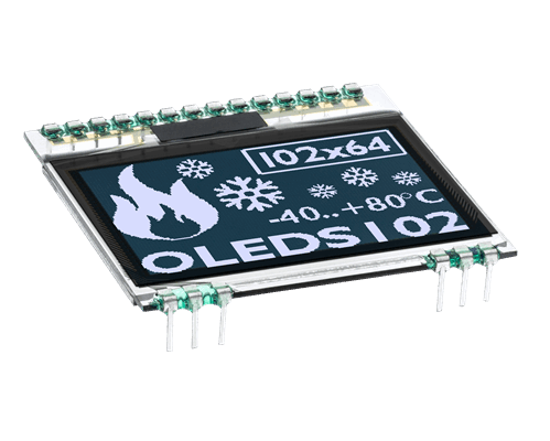 102x64 COG OLED 1.7" Graphic Display with I2C, SPI EA OLEDS102-6LWA