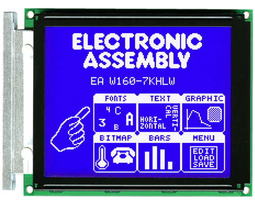 160x128 Graphic Display Blue/White LED EA W160-7KHLW