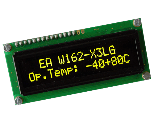 2x16 OLED Character Display with 4/8bit and SPI W162-X3LG
