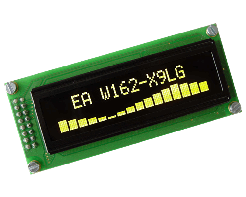 2x16 OLED Character Display with 4/8bit and SPI W162-X9LG