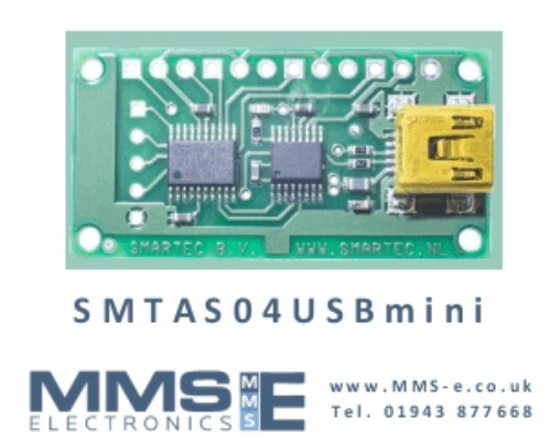 USB Development board measures 4 temperature sensors SMTAS04USB