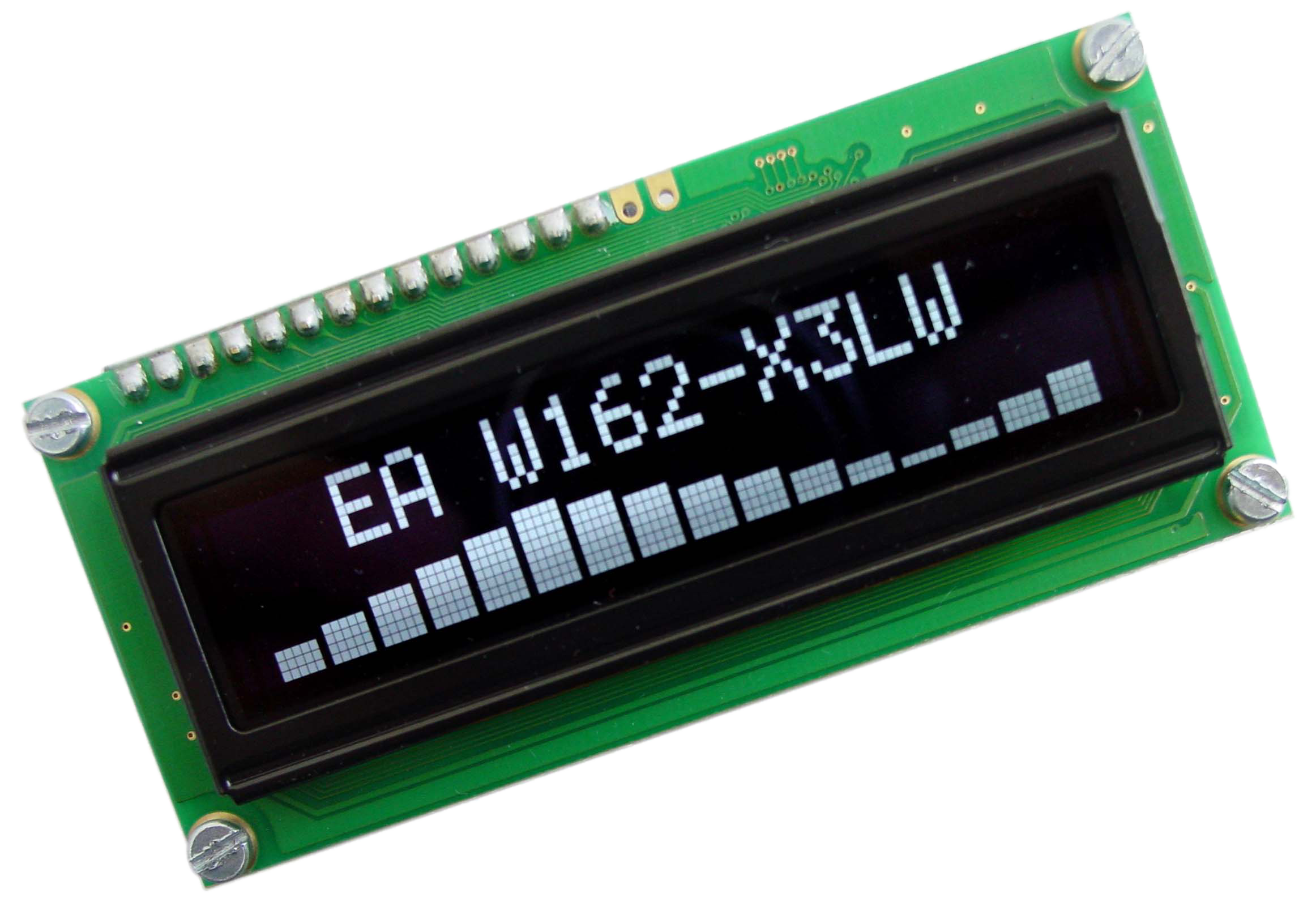 2x16 OLED Character Display with 4/8bit and SPI EA W162-X3LW