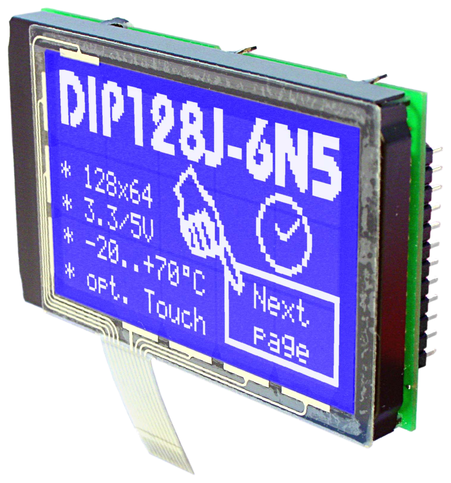 64x128 DIP Graphic Display EA DIP128-6N5LWTP