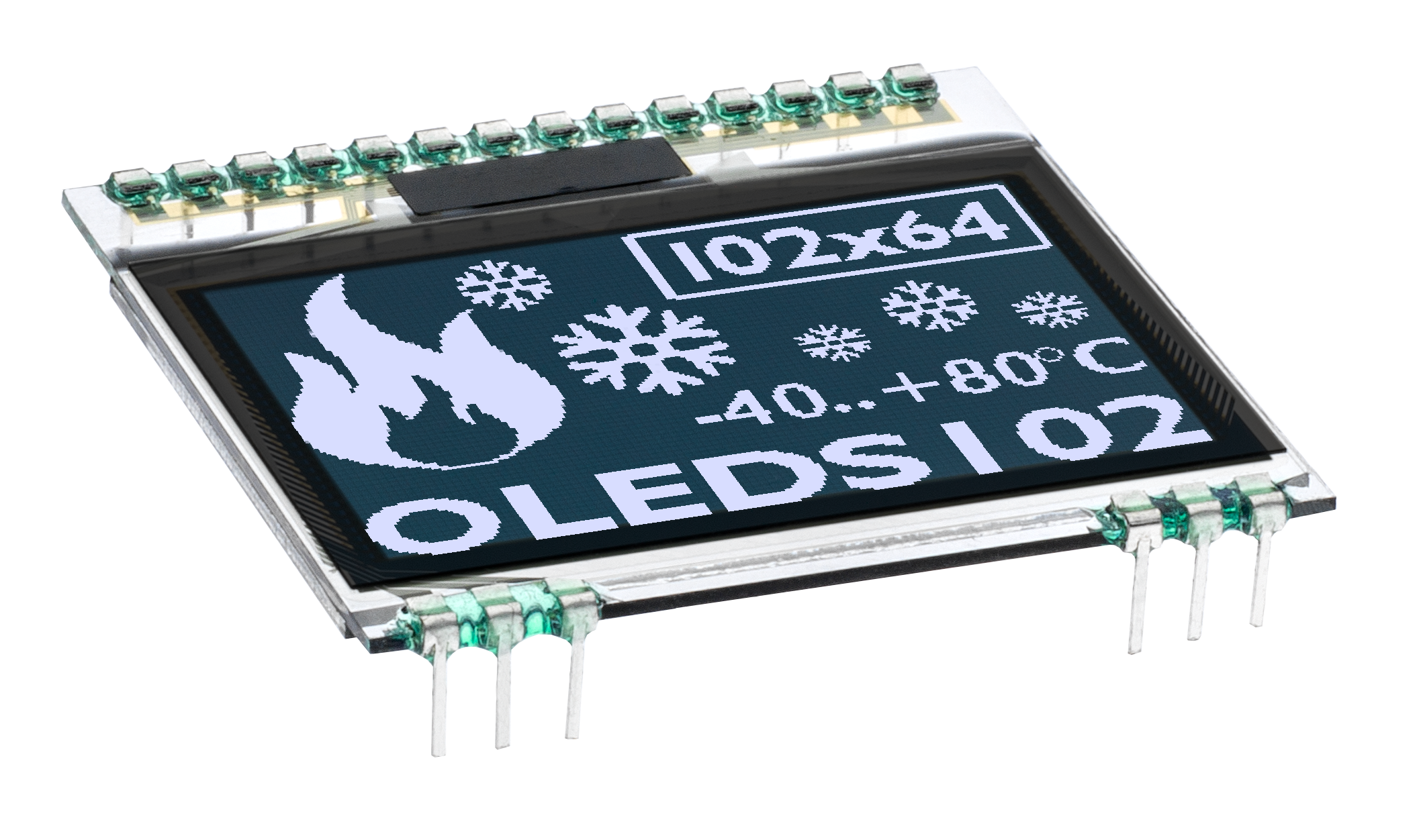 102x64 COG OLED 1.7" Graphic Display with I2C, SPI EA OLEDS102-6LWA