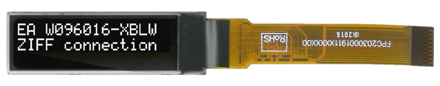 EA W096016-XBLW 96x16 nano OLED 0.8" Graphic Display with I2C & SPI