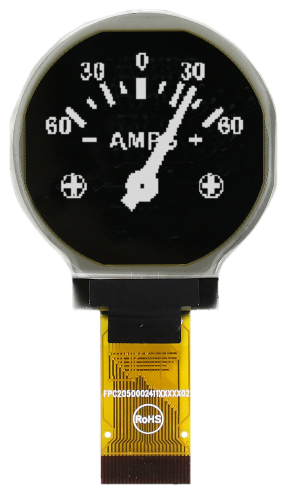 EA W128128-XRLW Round OLED 1.2" Graphic Display with I2C, SPI