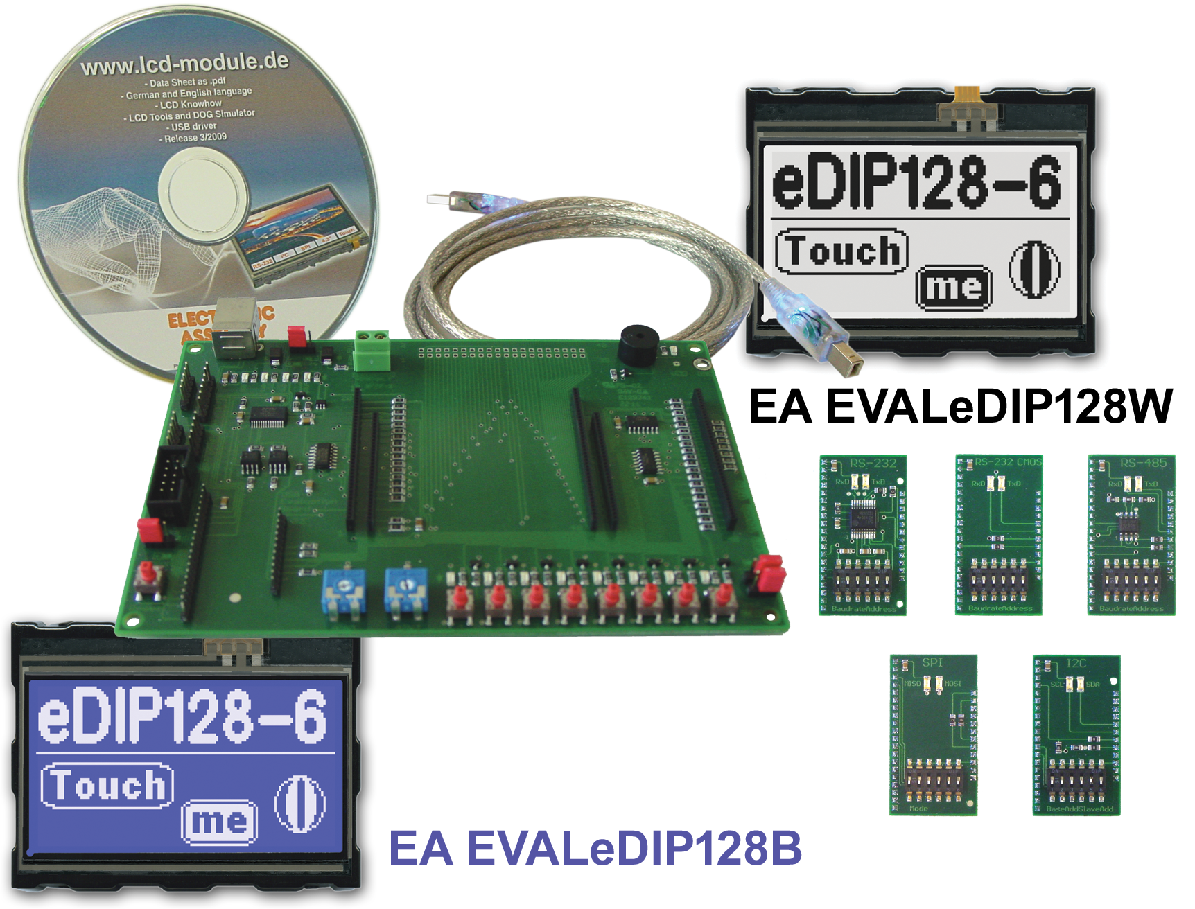 Evaluation KIT EA EVALEDIP128W with EA eDIP128W-6LWTP