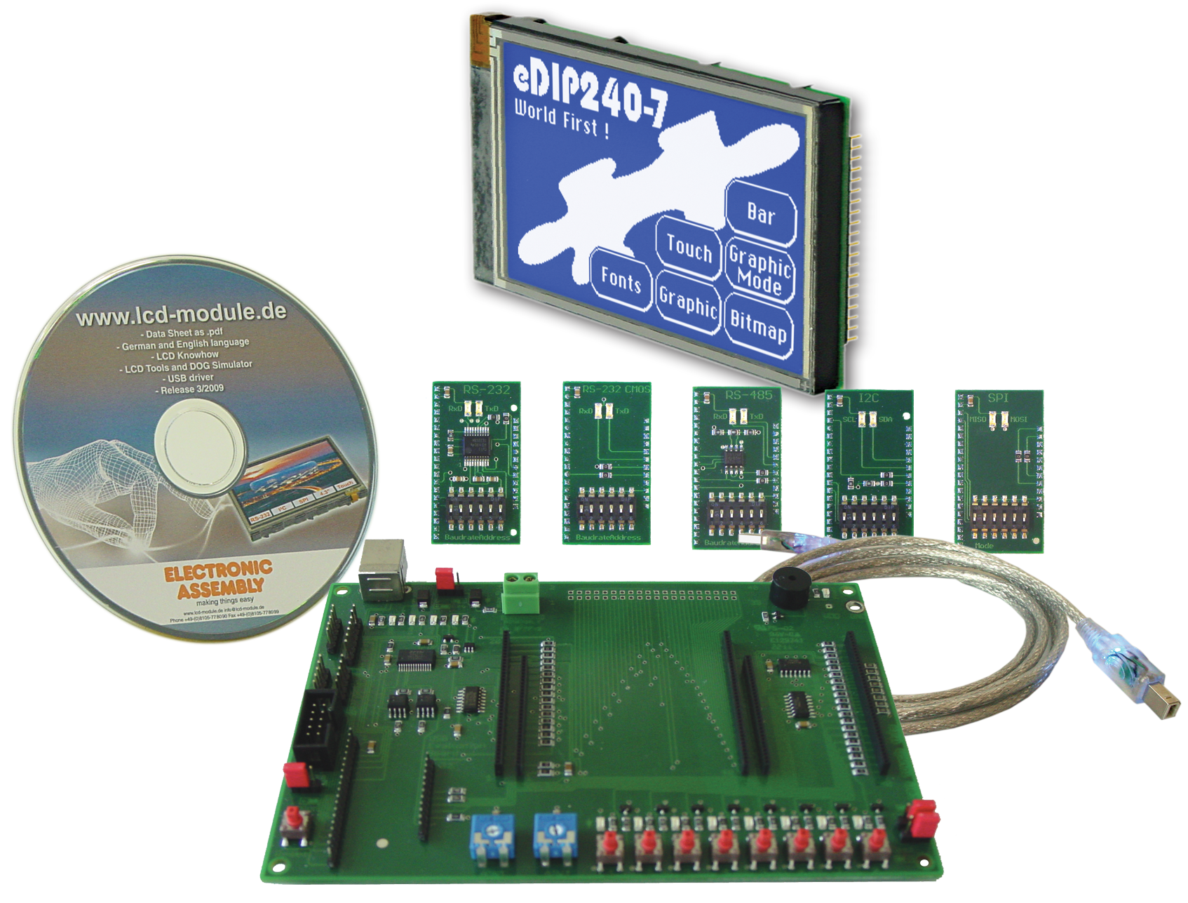 Evaluation KIT EA EVALEDIP240B with EA eDIP240B-7LWTP