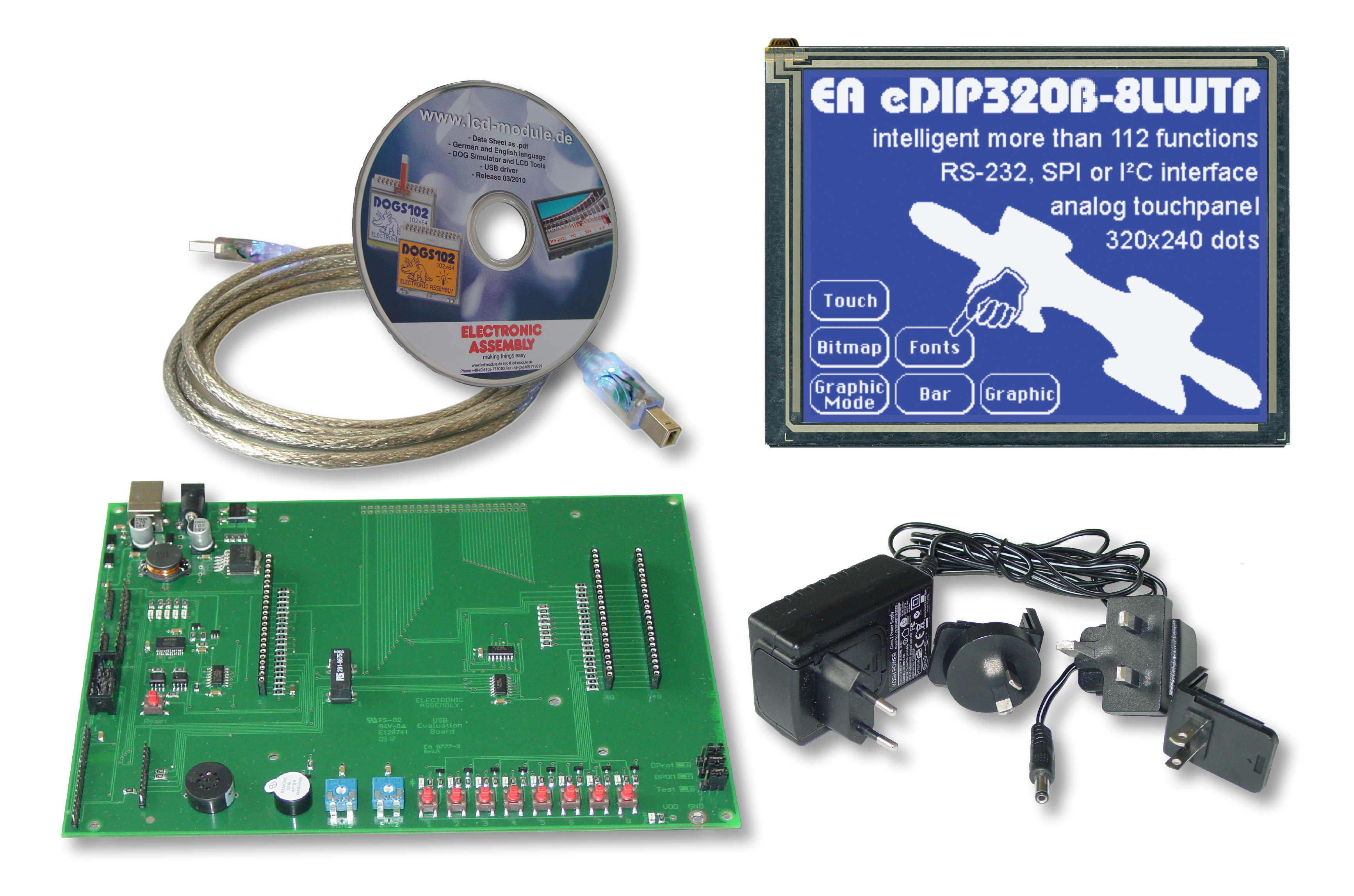 Evaluation KIT EA EVALEDIP320B with EA eDIP320B-8LWTP