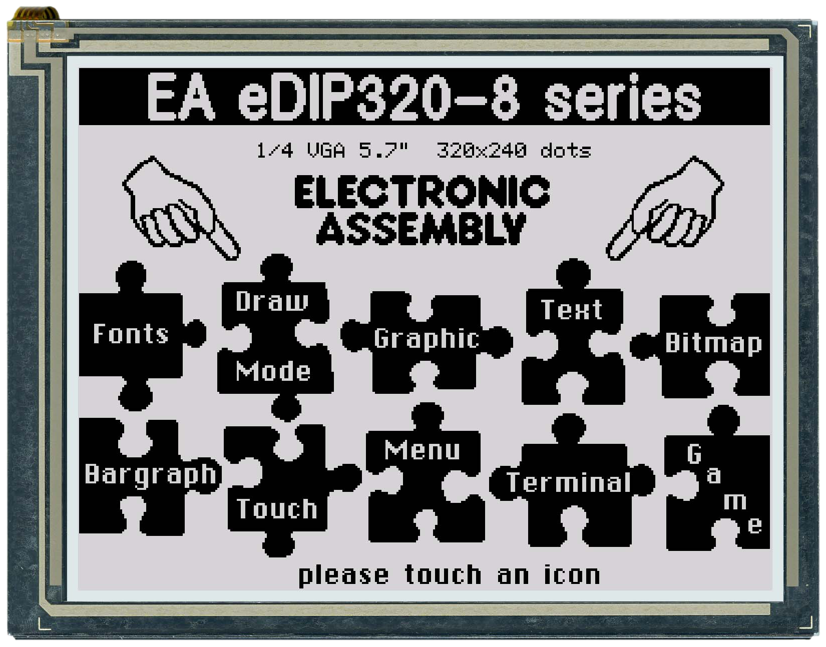 5.7" eDIP Intelligent Graphic Display + Touch EA EDIP320J-8LWTP