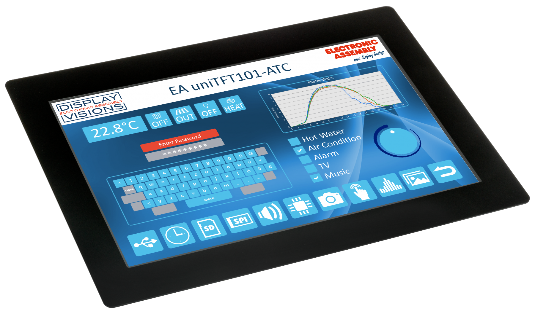 10.1" EA uniTFT101-ATC IPS multifunctional Graphic Display + PCAP touch